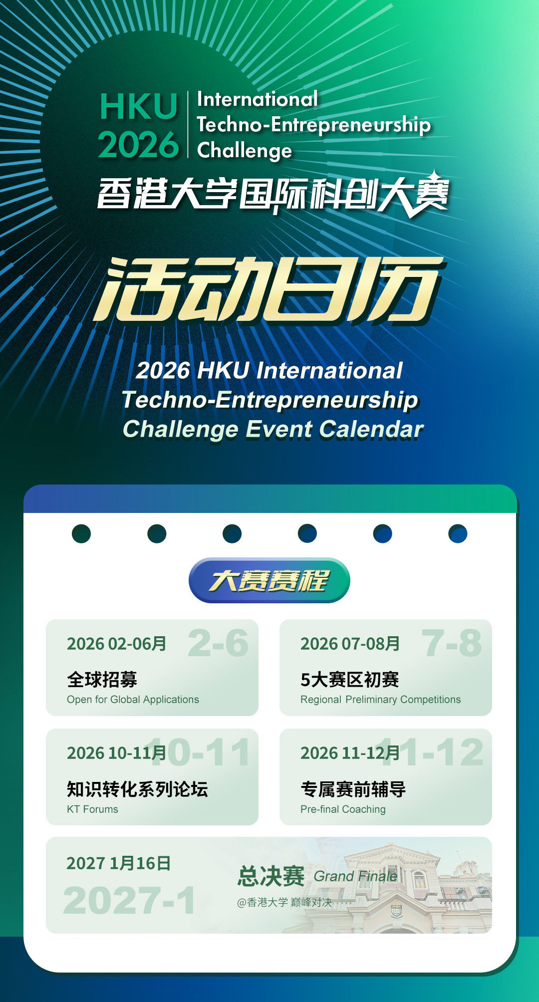 2026年香港大学国际科创大赛活动日历 Event Calendar